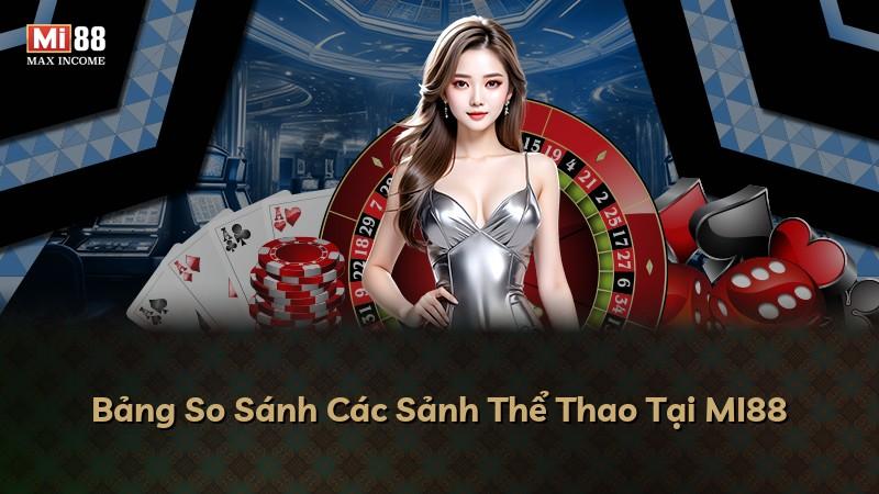 Bảng So Sánh Các Sảnh Thể Thao Tại MI88
